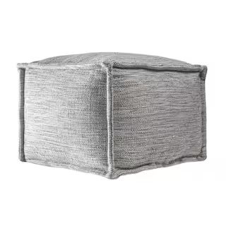 Sofia Casual Solid Indoor/Outdoor Filled Ottoman Gray Square Pouf | The Home Depot
