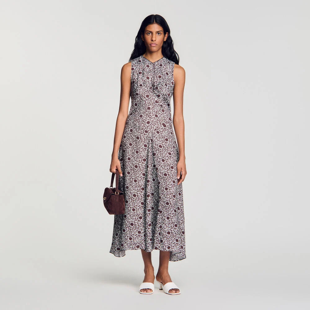 Daisy print midi dress | Sandro US | Sandro-Paris US