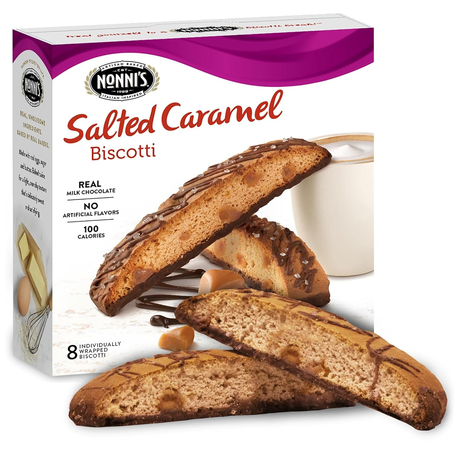 Nonni's Salted Caramel Biscotti Italian Cookies - Italian Biscotti Cookies - Biscotti Individuall... | Amazon (US)
