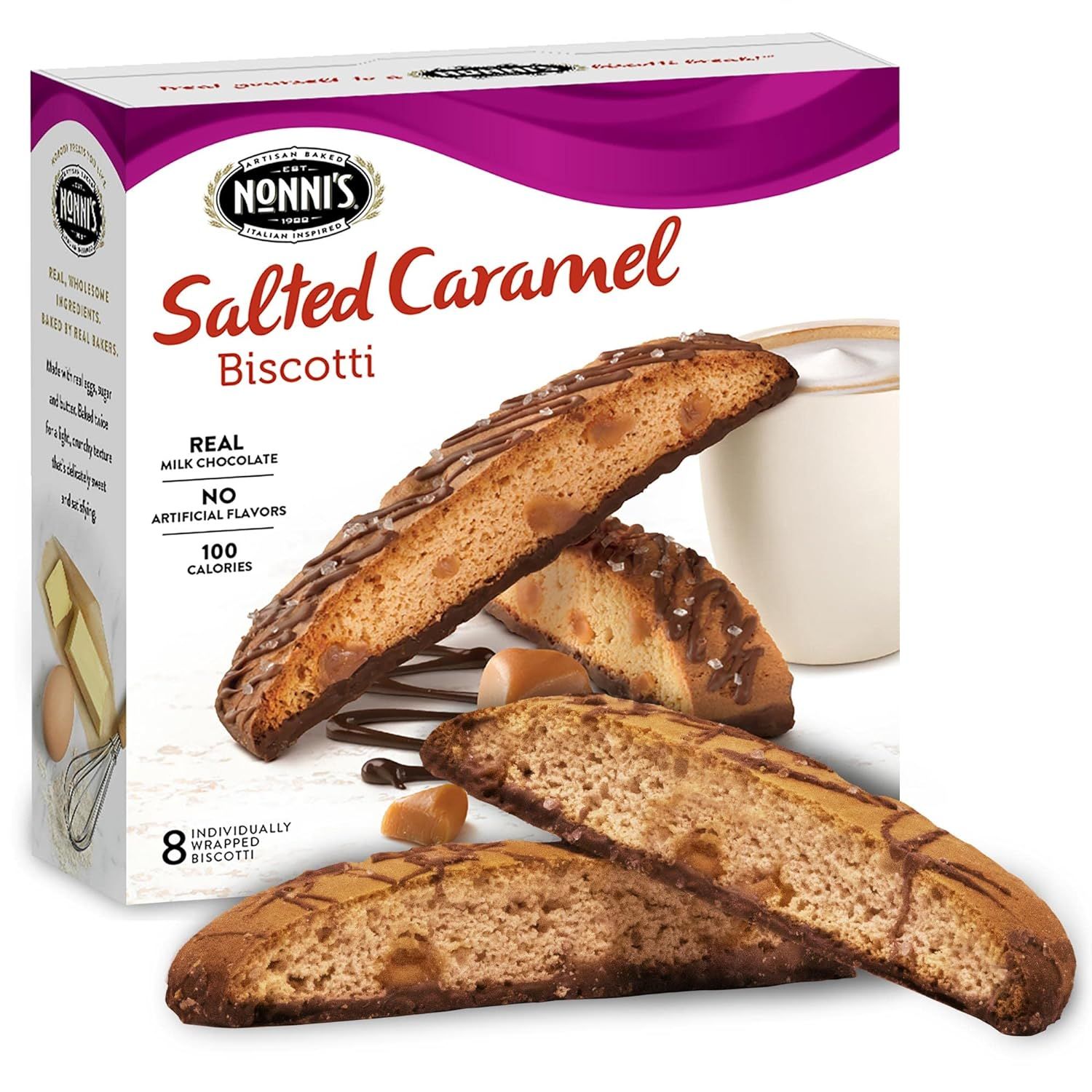 Nonni's Salted Caramel Biscotti Italian Cookies - Italian Biscotti Cookies - Biscotti Individuall... | Amazon (US)
