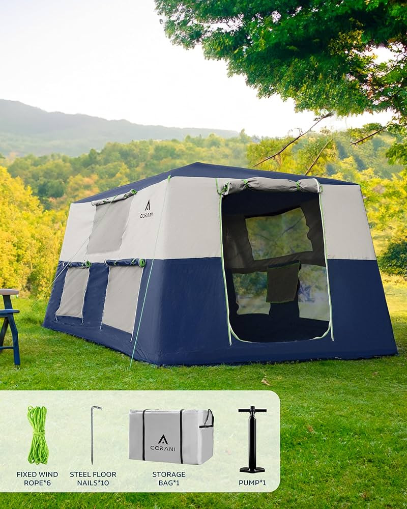 14.1'x6.5'x9' Inflatable Tents for Camping, Portable 6/8/10 Person Blow Up Air Tent, Waterproof W... | Amazon (US)