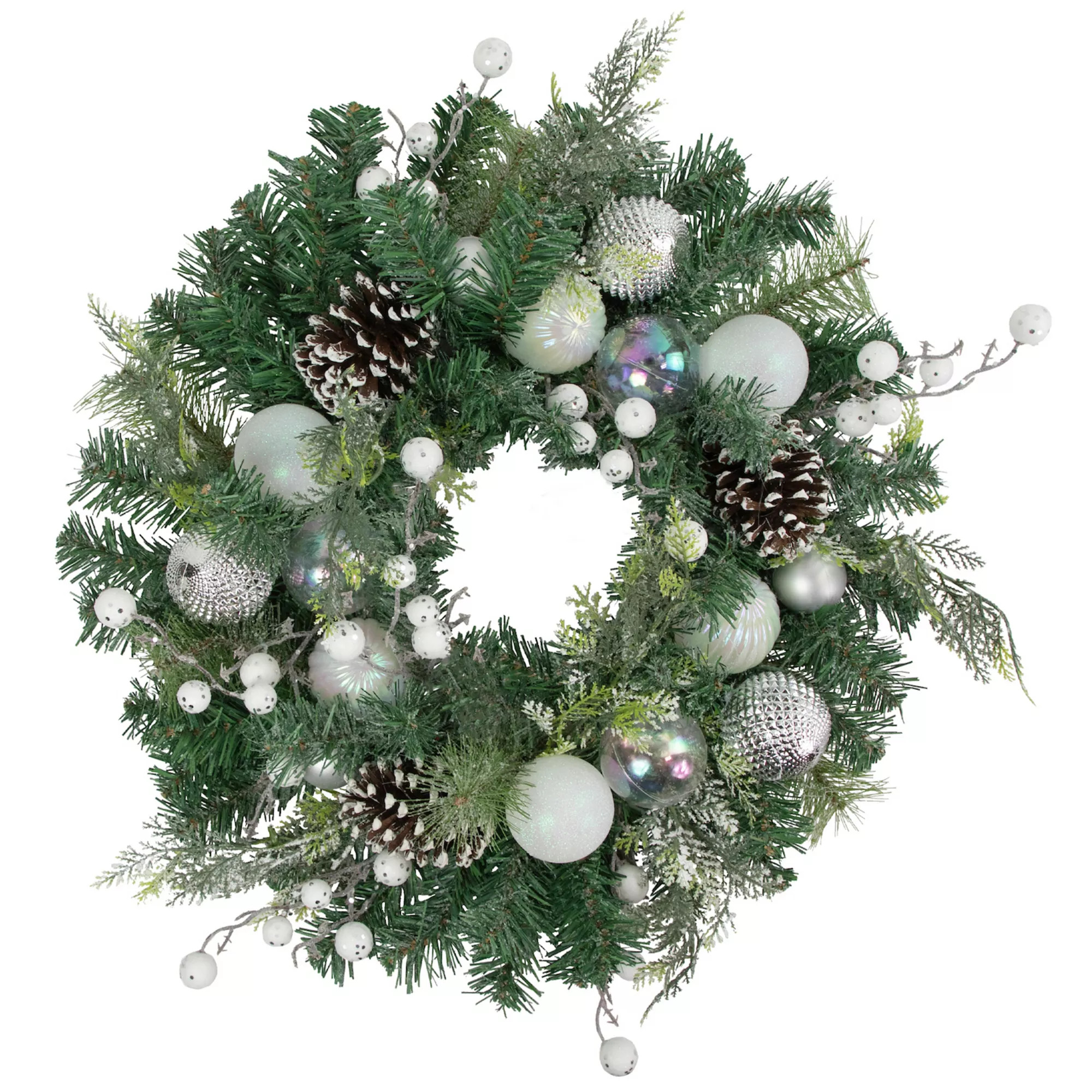 Northlight Green Pine Artificial Christmas Wreath with Berries & Iridescent Ornaments | Kohl's