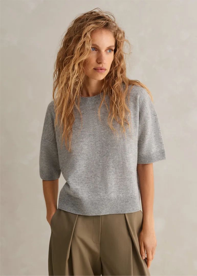 Cashmere Relaxed Knitted Cropped Tee | ME+EM US