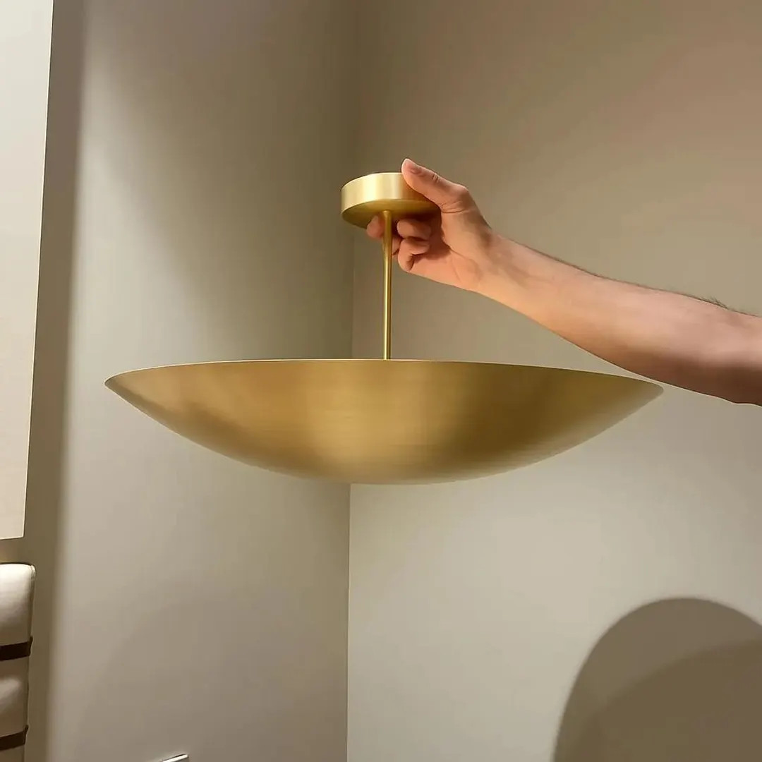 Handmade Brass Dome Ceiling Light, Mid Century Modern Semi Flush Mount | Etsy (US)