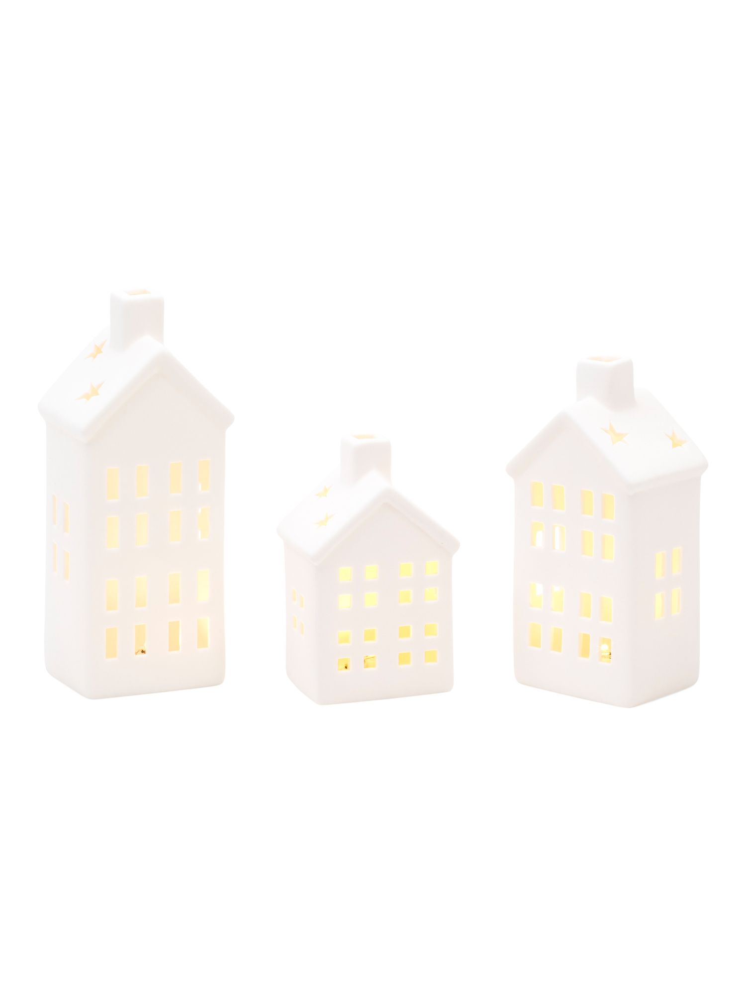 Set Of 3 Led Porcelain Houses | Pillows & Decor | Marshalls | Marshalls