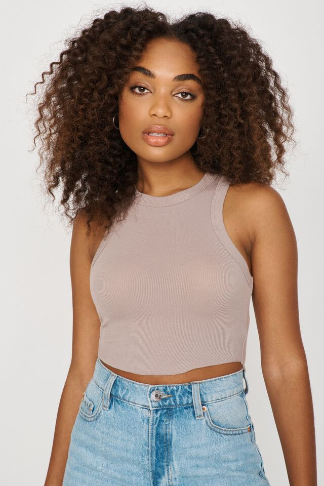 High Neck Ribbed Tank Top | Garage Clothing