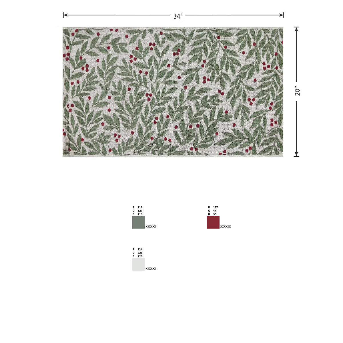 20"x34" Winter Botanical Berries Memory Foam Rug Green | Target