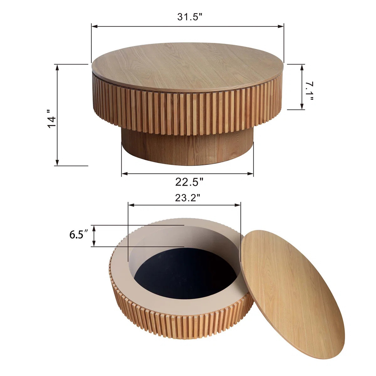 Timeshia Round Coffee Table With Storage | Wayfair North America