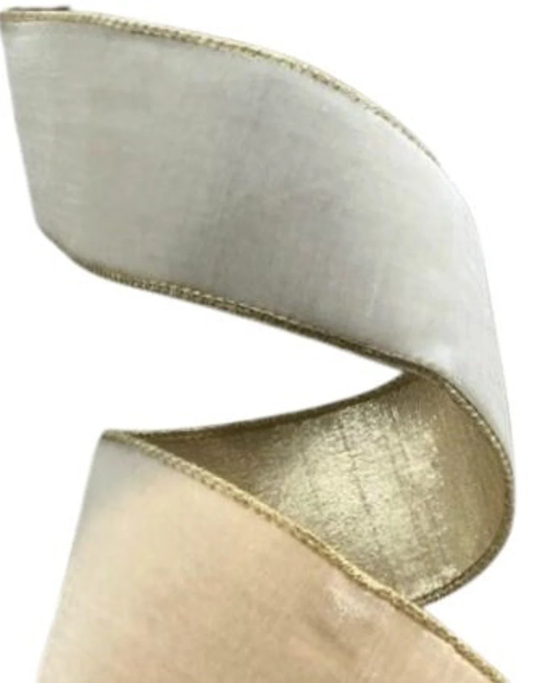LUXE Designer Ribbon: d. Stevens 2.5" X 10yds Velvet, White Velvet w/Metallic Gold Back, Reversib... | Etsy (US)
