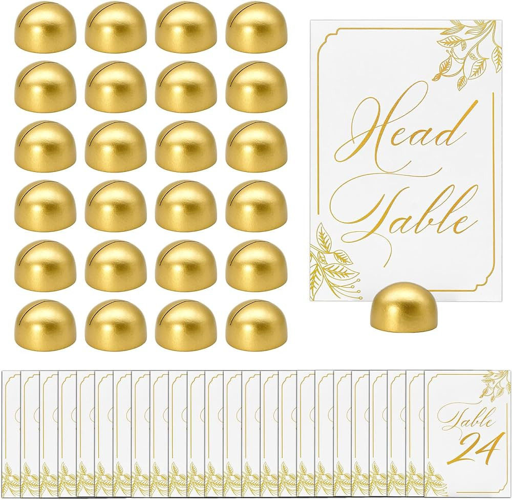 25 Pieces Modern Cursive Table Number Holders for Wedding Reception - Elegant Gold Table Number C... | Amazon (US)