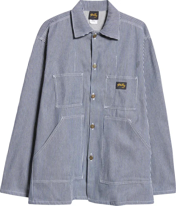 STAN RAY Pinstripe Cotton Button-Up Shop Jacket | Nordstrom | Nordstrom