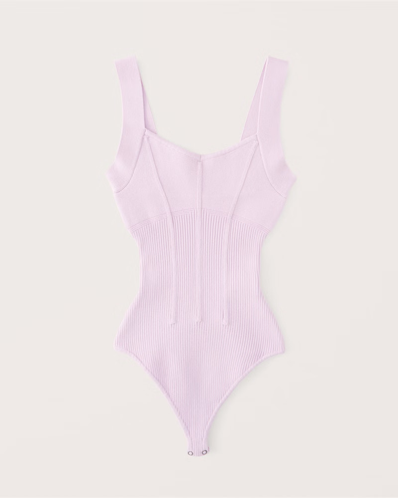 Elevated Mixed Rib Knit V-Neck Bodysuit | Abercrombie & Fitch (US)