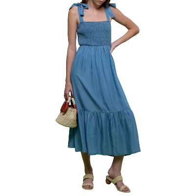 August Sky Women's Sleeveless Non-functional Self Tie Midi Dress | Target