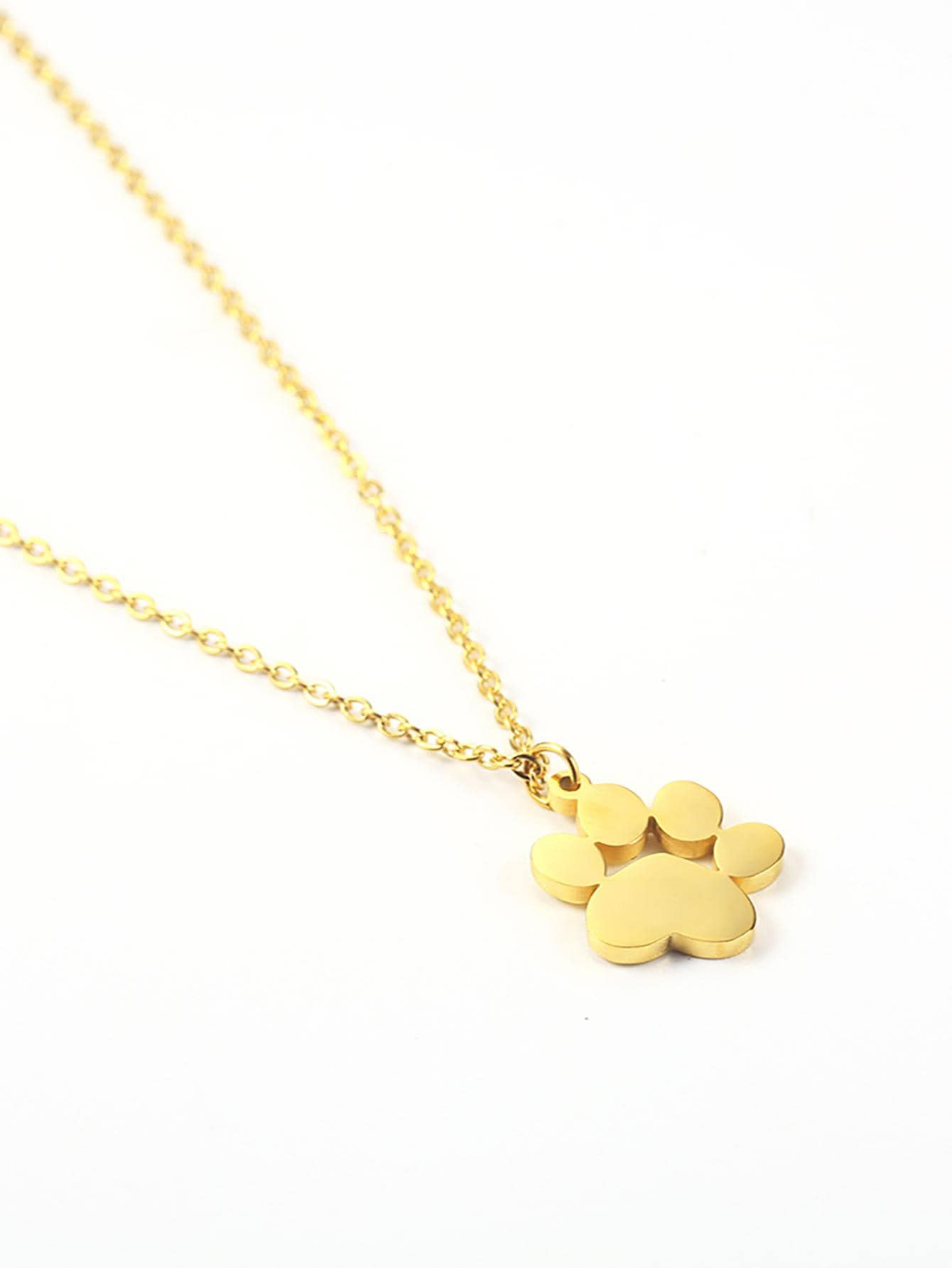 1pc Cute Stainless Steel Paw Charm Necklace For Women For Daily Decoration | SHEIN