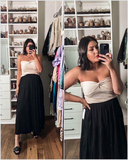 Amazon finds!

Love this sweater knit top — feel us HQ and fits well for bigger boobs. I’m in the large. Length is typical.

I’m in the large of the brushed knit midi skirt! Runs snug in the waist.