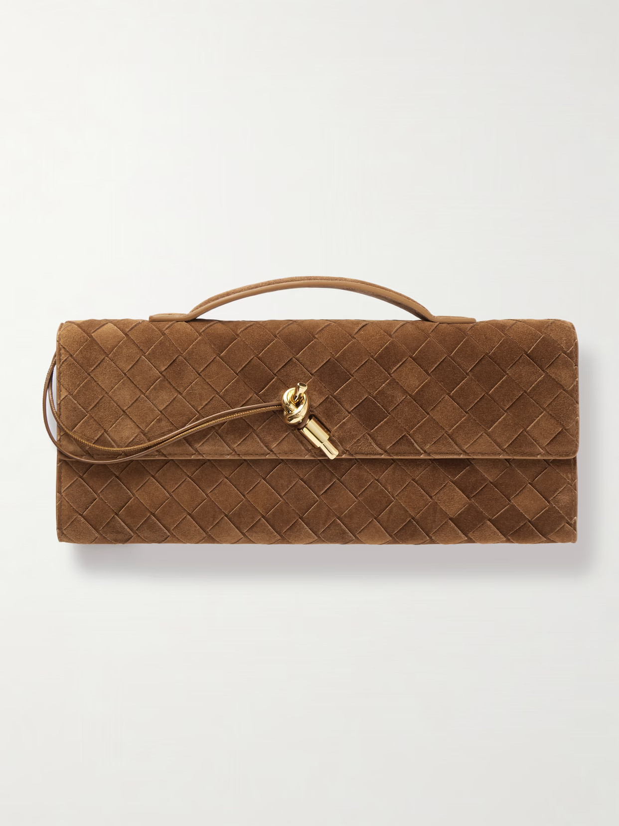 Bottega Veneta - Intrecciato Suede Clutch - Light brown | NET-A-PORTER (UK & EU)