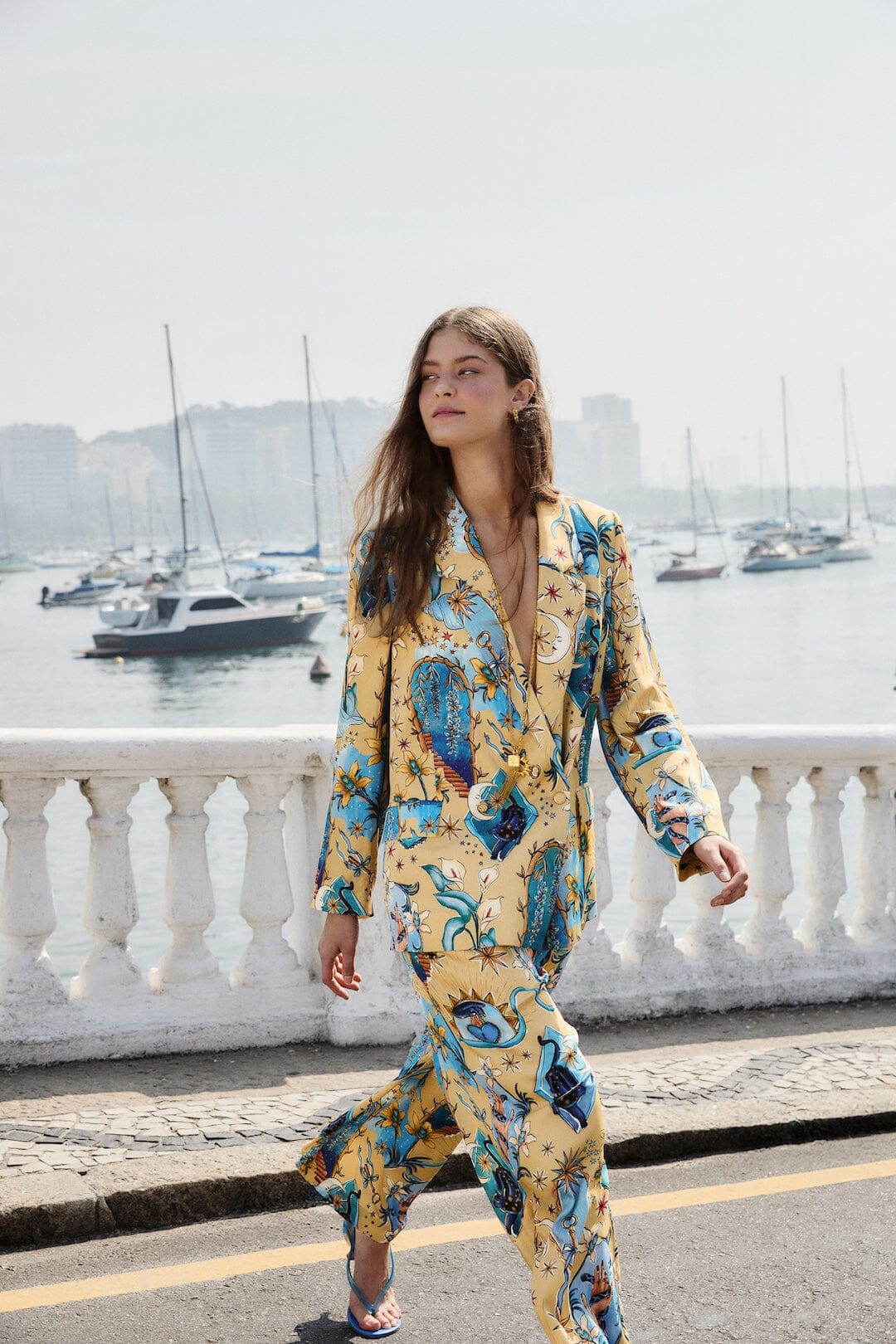 Sand Mystical Wide-Leg Lenzing Ecovero Viscose Pants | FARM Rio | FarmRio (US)