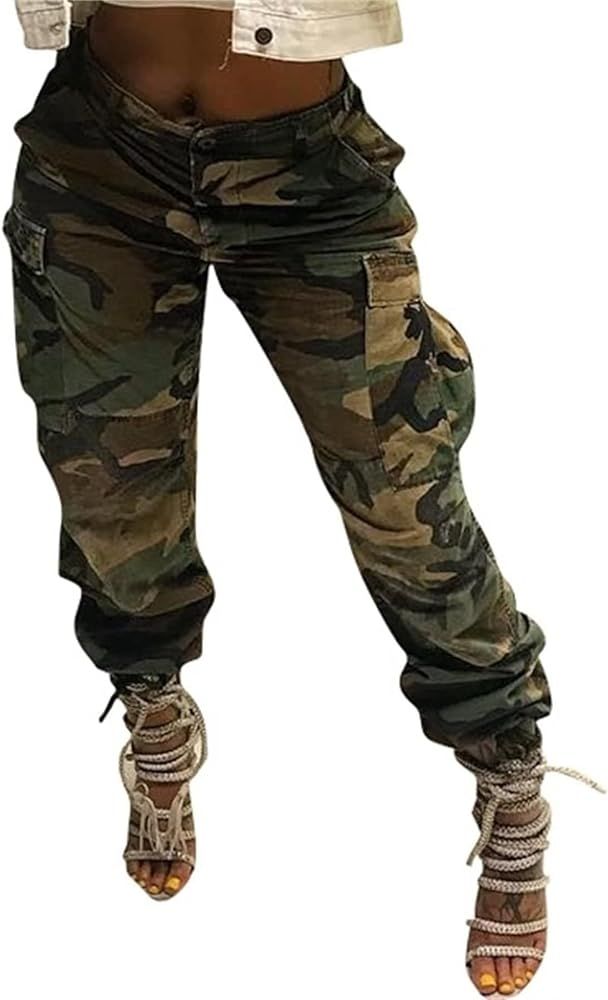 Women Camo Cargo Pants Camouflage Army Fatigue High Waisted Jogger Sweatpants Plus Size | Amazon (US)