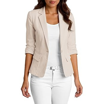 Mina Self 2026 Women's Summer 3/4 Sleeve Linen Blazer - Lightweight Fully-Lined Slim Elegant Casu... | Amazon (US)