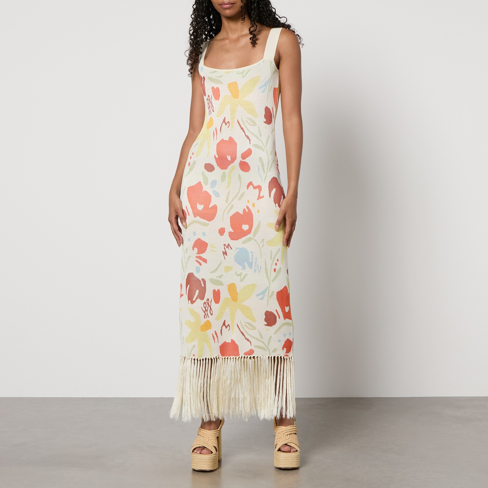 Kitri Talitha Floral-Jacquard Midi Dress - L | Coggles | Coggles (Global)