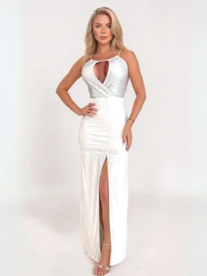 Vestido Longo Divina Gata Drapeado Composê Branco | Dafiti (BR)