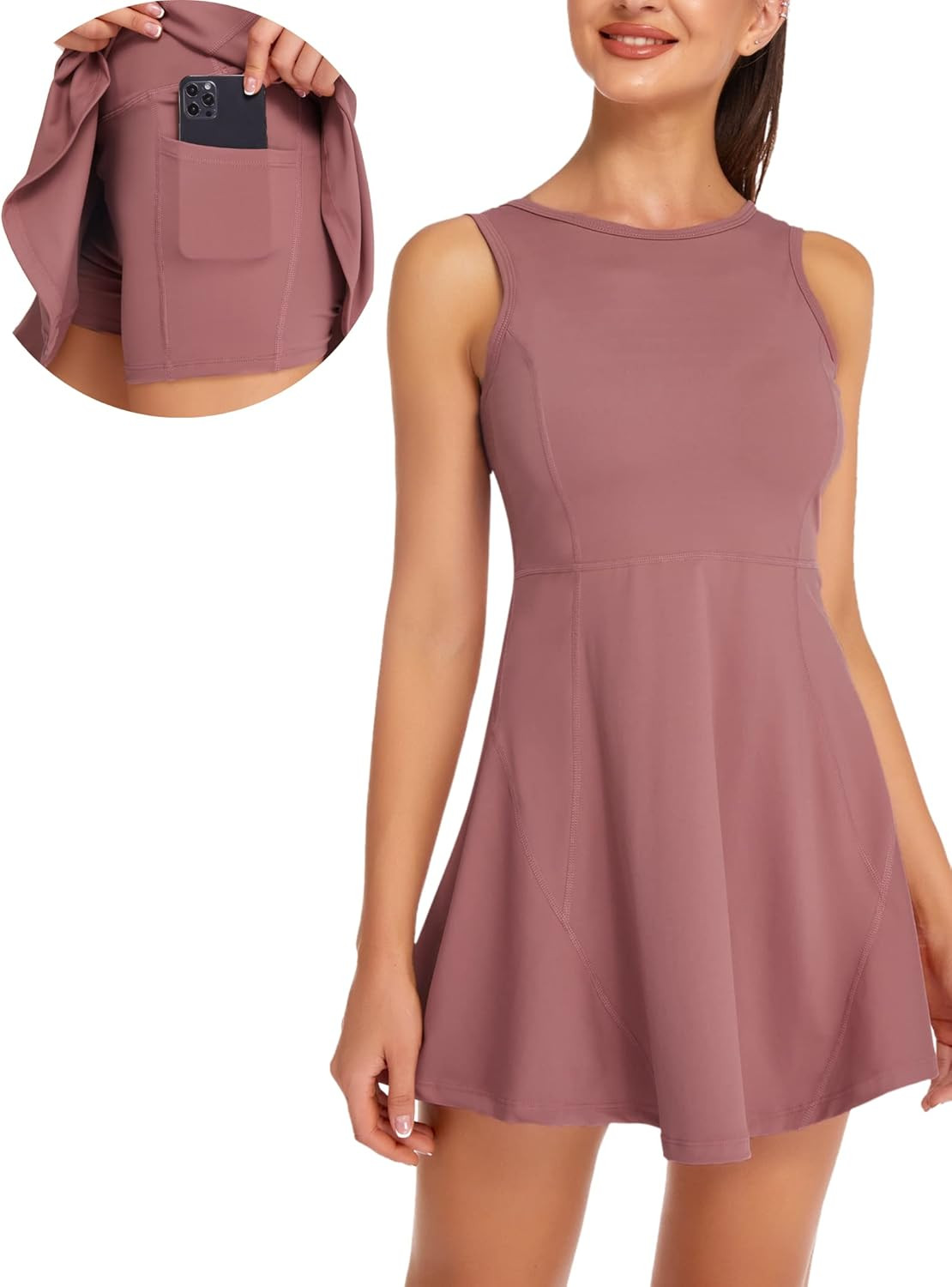 Heledok Women's Golf Tennis Dress Built in Shorts with Pockets Sleeveless Workout Athletic Dresse... | Amazon (US)