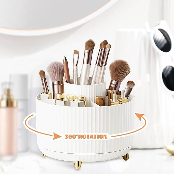 CenYouful Makeup Brush Holder Organizer,5 Slot 360° Rotating Make up Brushes Cup, Makeup Organiz... | Amazon (US)
