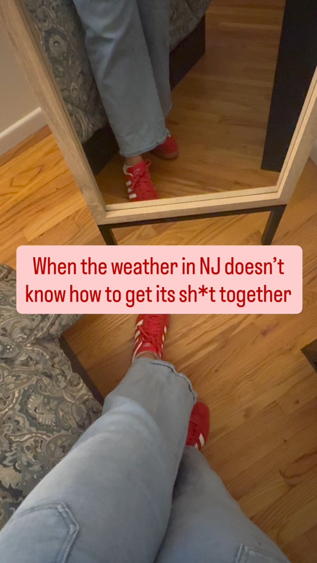 When the weather in NJ can’t make up its mind 🌦️😅 Samba season meets sweater vest chic. Light wash jeans + a red and blue vest keep it casual and ready for anything the forecast throws my way.

If you’re wondering what to wear when summer feels like fall, this is it.

Save this look for your next unpredictable weather day.

#NJWeather #OOTD #AdidasSambas #SummerOutfitInspo #TransitionalStyle #CasualChic #SweaterVestSeason #WhatIWore #FashionForEveryForecast

#LTKWorkwear #LTKMidsize #LTKStyleTip