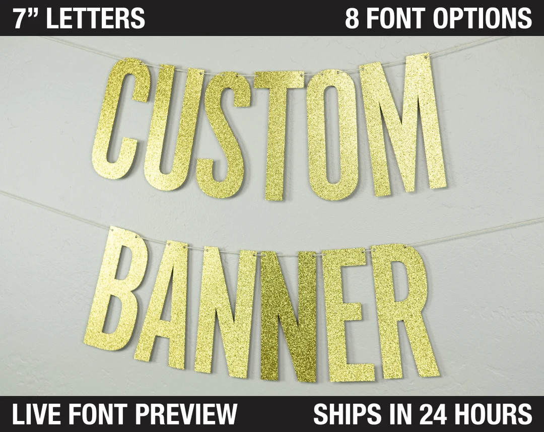 Custom Banner Narrow Block Letters 7 Size  - Etsy | Etsy (US)