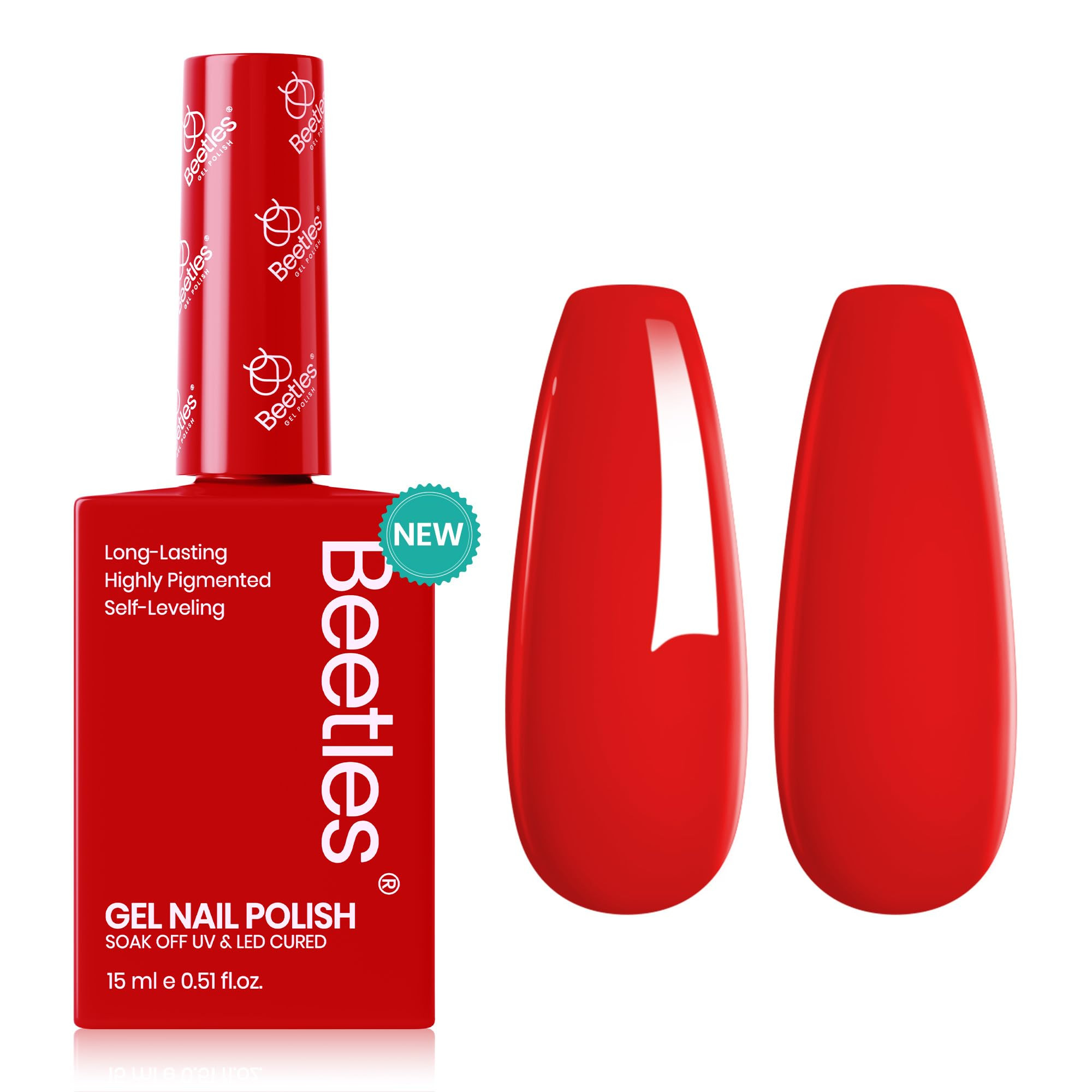 Beetles Red Gel Nail Polish, 15ml Christmas Red Color Soak Off UV LED Gel Polish, Nail Art Design... | Amazon (US)