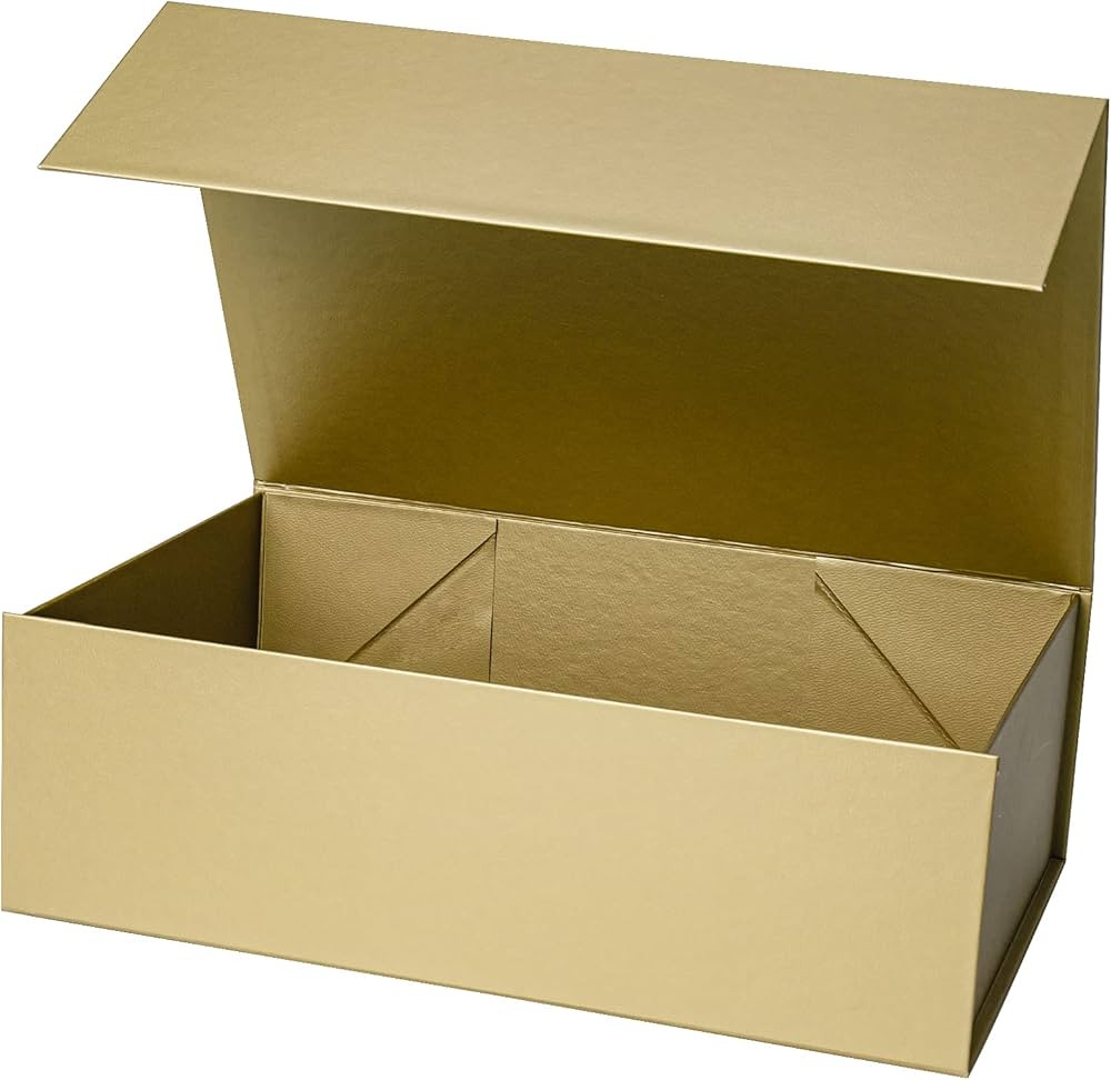 WRAPAHOLIC 1 Pcs 13.8x7.9x4.7 Inches Gold Gift Box with lids - Collapsible Gift Box with Magnetic... | Amazon (US)