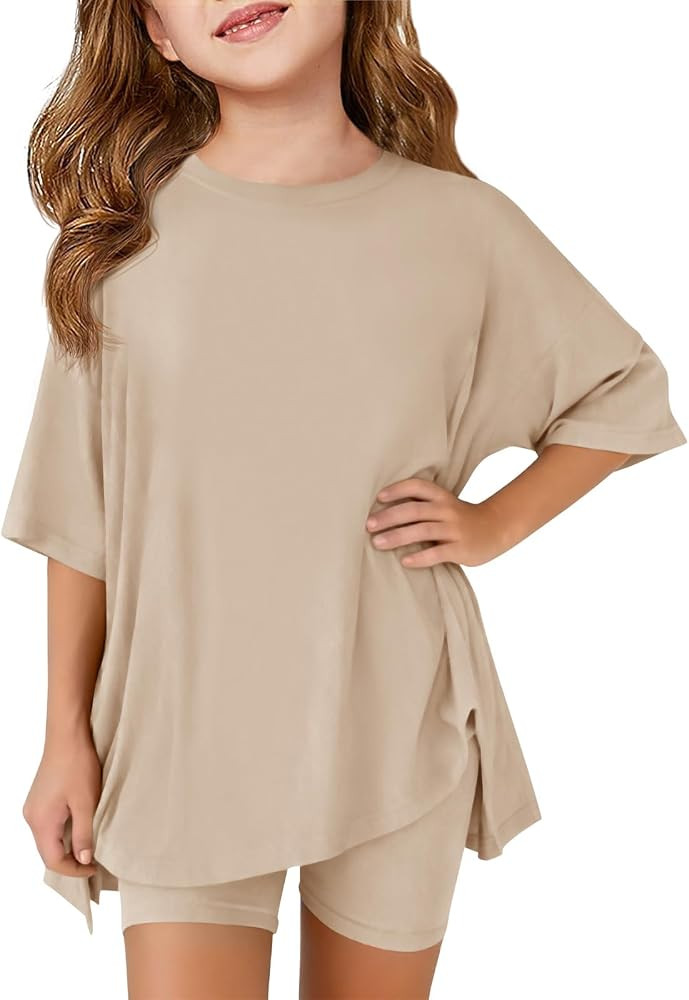 Haloumoning Girls Summer Lounge Set Oversized 2 Piece Clothing Sets | Amazon (US)