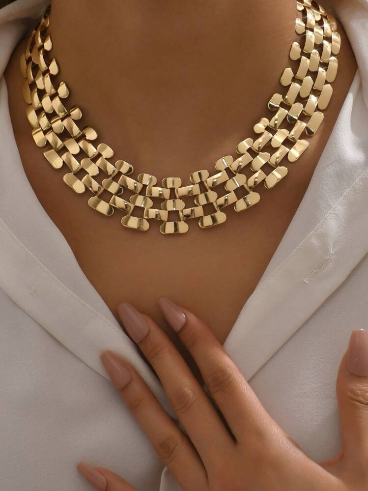 1pc Fashionable & Luxurious Hollow Out & Smooth & Wide & Punk & Hip Hop Style Exaggerated Chain C... | SHEIN