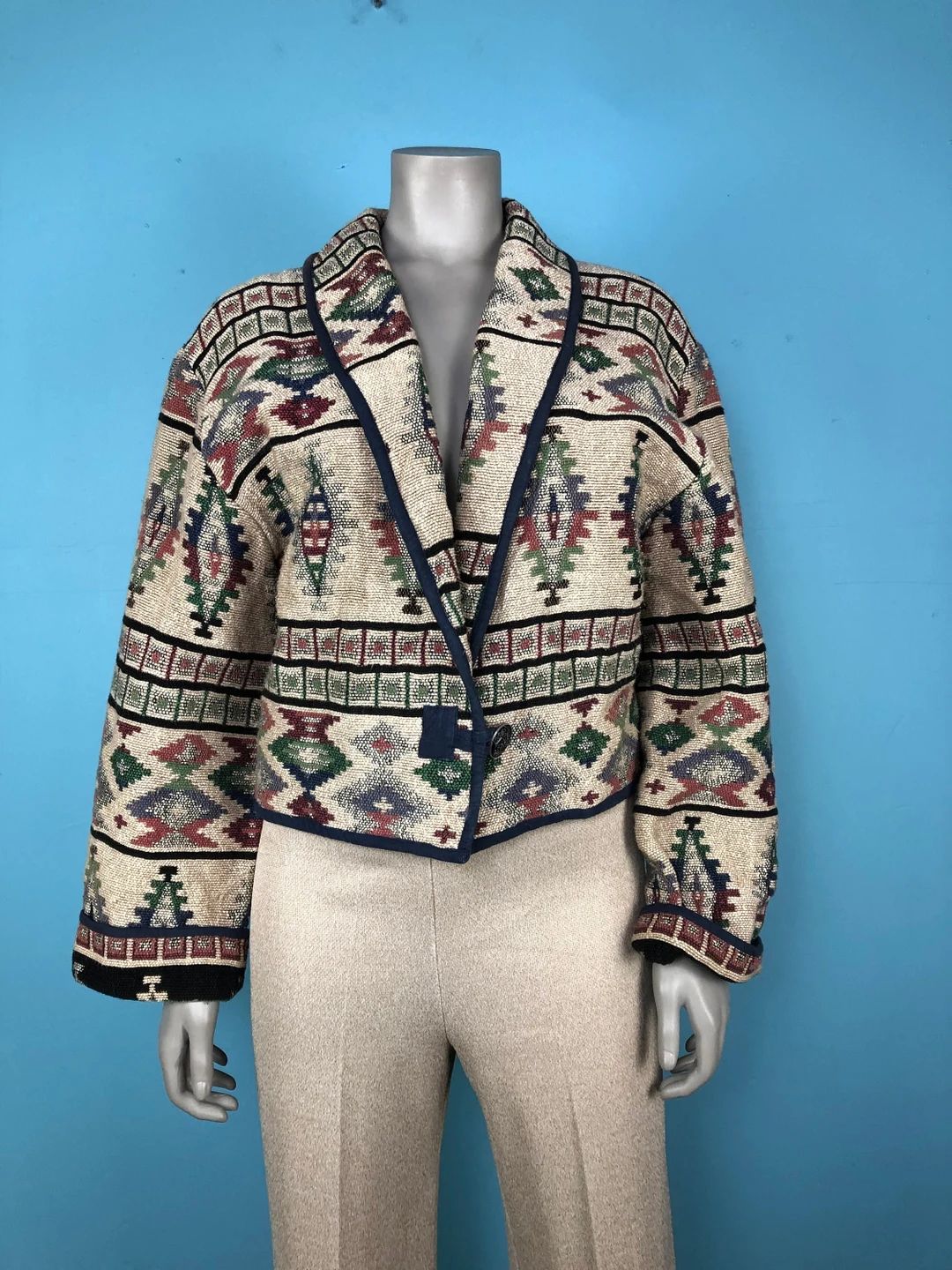 Vintage Tapestry Jacket L / Western Style Jacket / Bolero - Etsy | Etsy (US)