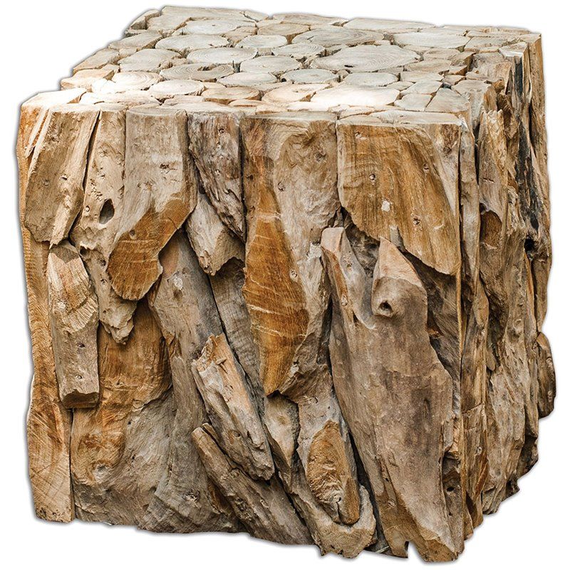 Bowery Hill Contemporary Teak Root Bunching Cube in Teak Wood | Walmart (US)