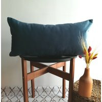 Velvet Blue Lumbar Pillow Cover Decorative Throw Cushion | Etsy (US)