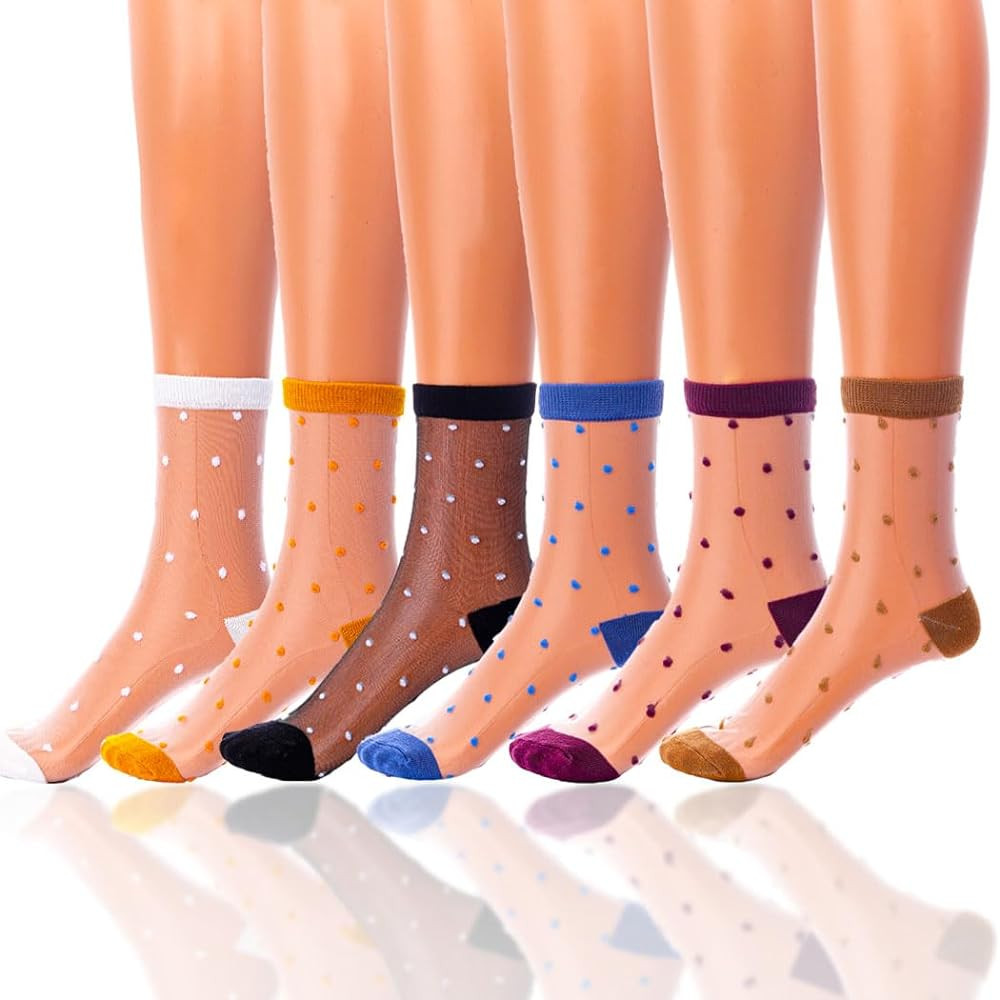 Sheer Lace Mesh Ankle Socks for Women Colorful See-Through Summer Casual Socks Breathable Dot Soc... | Amazon (US)