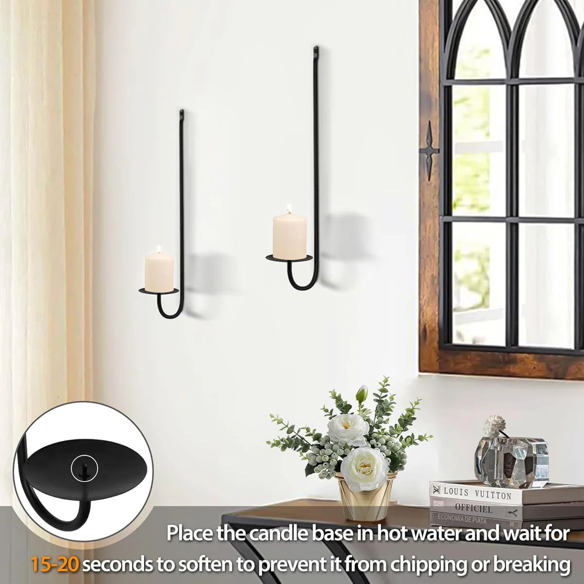 Candle Sconces Set Of 2, Taper ,Pillar Wall Candle Holder, Black Wall Sconces Set Of Two, Decor F... | Wayfair North America