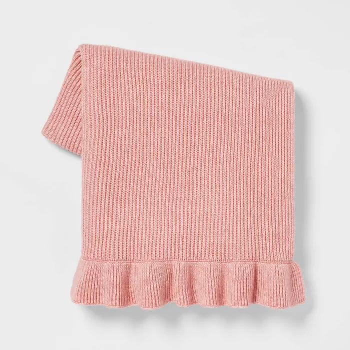 Ruffled Knit Heathered Throw Blanket - Threshold™ | Target