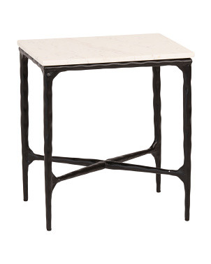 20in Marble Tabletop Iron Side Table | Global Home | Marshalls | Marshalls