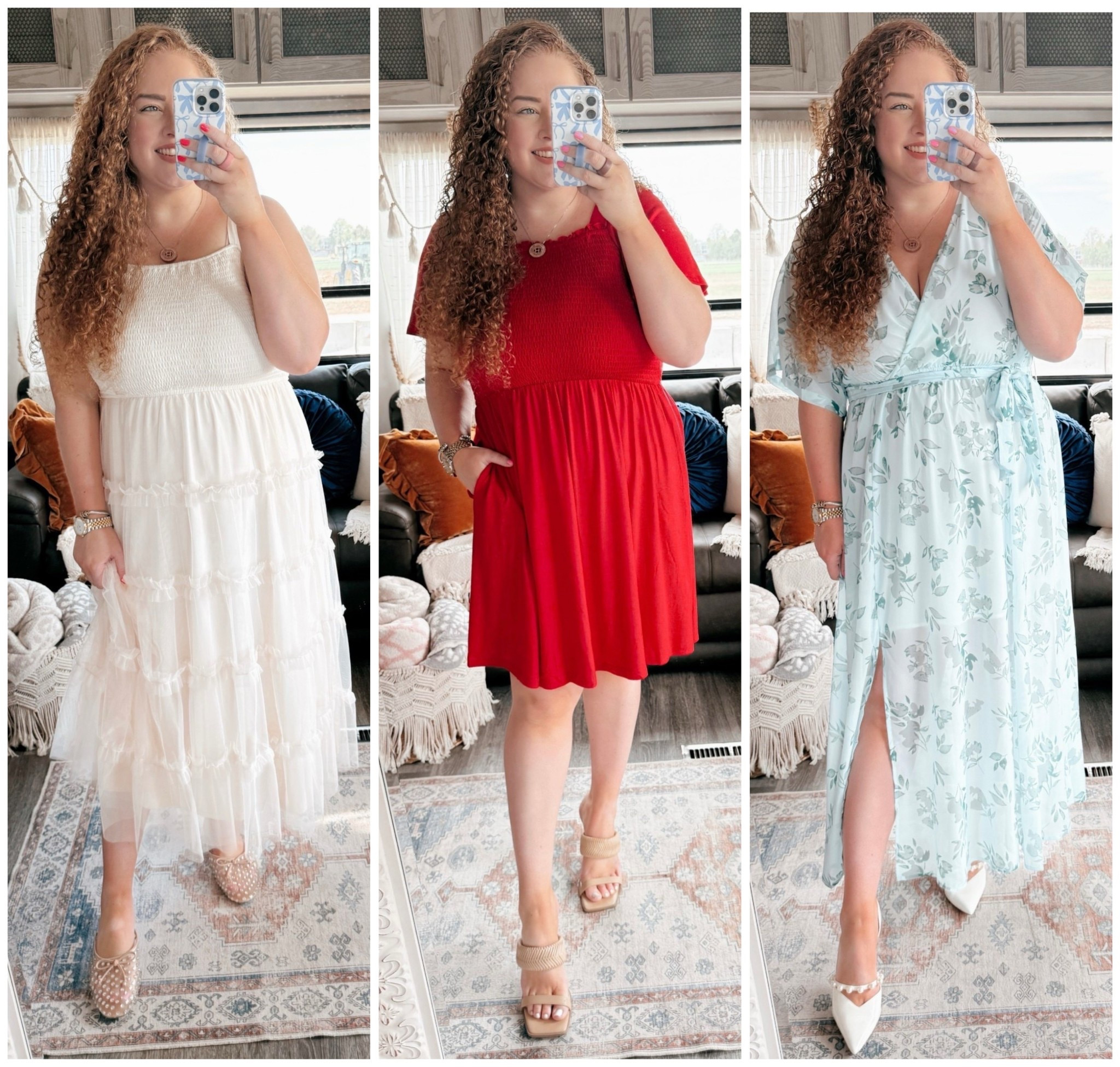 Three Amazon dresses I’m absolutely living for right now 😍 Easy, flattering, and perfect for everything from brunch to date night ✨ Affordable and adorable? Say no more 🌺✨| floral dress | spring dress | amazon dress | amazon floral dress | spring floral dress | amazon maxi floral dress | heels | amazon heels | white heels | amazon finds | amazon spring outfit | amazon spring look | spring vacation dress | amazon spring break outfit | dinner dress | amazon vacation dinner dress | resort dress | spring fashion | spring outfit | amazon spring outfit | resort wear | baby shower dress | gender reveal dress | spring event dress | spring event outfit | maxi dress | floral maxi dress | amazon maxi dress | amazon floral maxi dress | cream dress | cream tulle dress | amazon cream dress | amazon cream tulle dress | rhinestone mules | dolce vita mule | red dress | amazon red dress | nude heels | amazon nude heels 

#LTKStyleTip #LTKSummerEdit #LTKMidsize