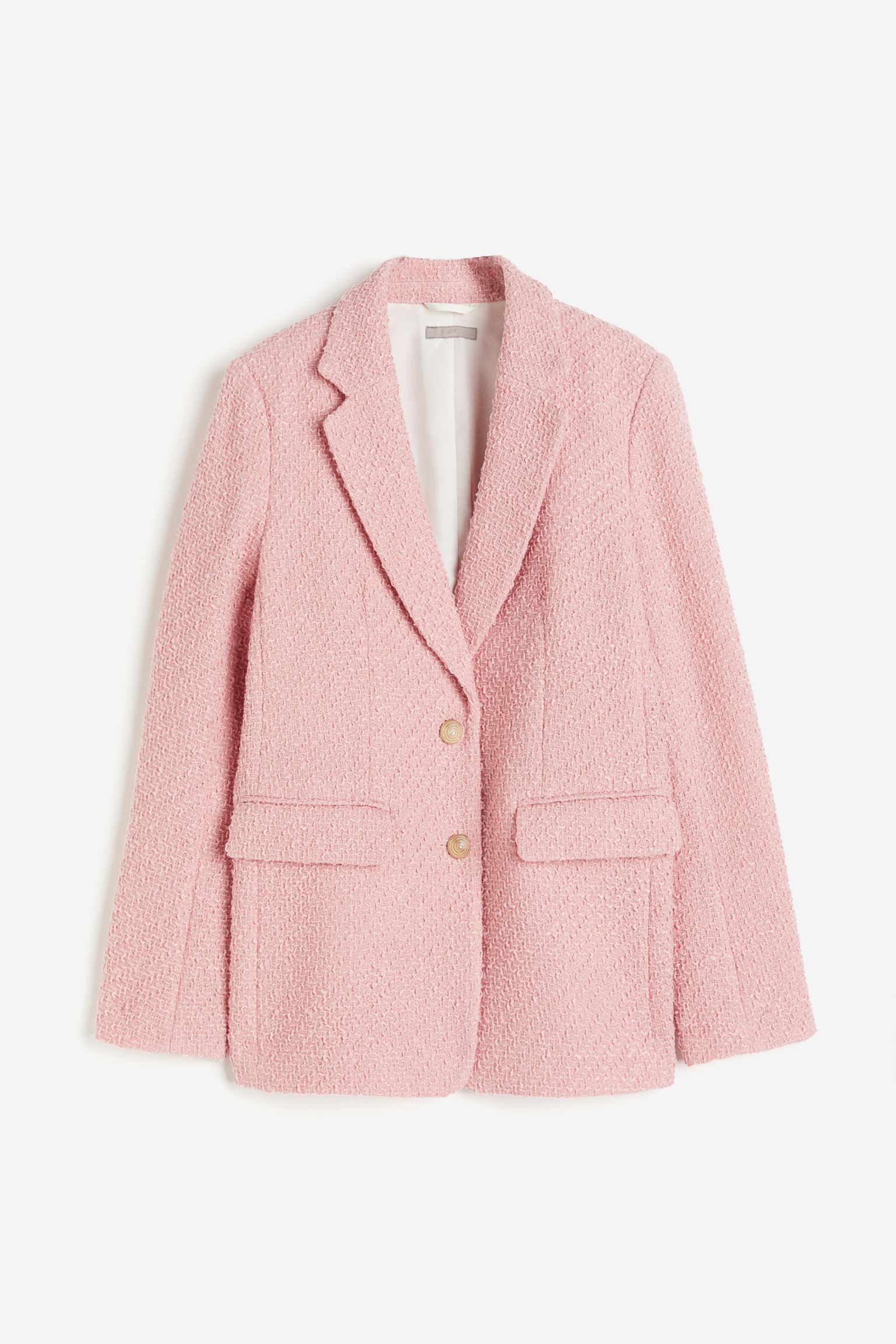 Bouclé blazer - Light pink - Ladies | H&M GB | H&M (UK, MY, IN, SG, PH, TW, HK)