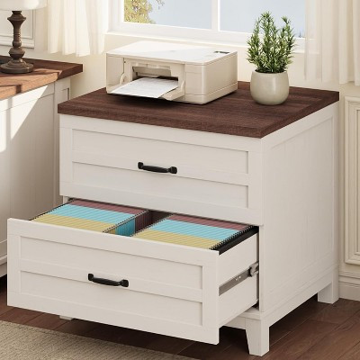 2 Drawer Lateral Filing Cabinet Home Office Storage with Extra Deep Drawers Engineered Wood Printer Stand 31.5 x 21.26 Inches Brown and White | Target
