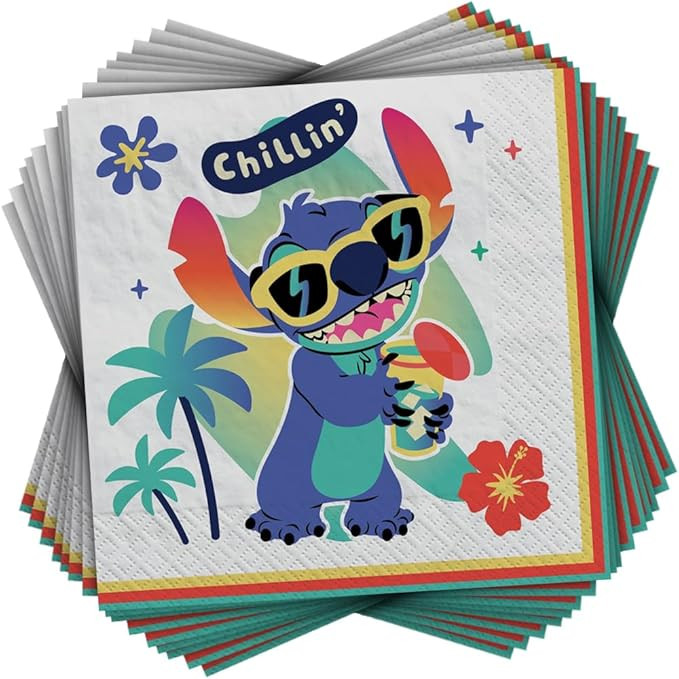 Multicolor Stitch Beverage Paper Napkins (5" x 5") 16 Count - Premium Quality & Absorbent Napkins... | Amazon (US)