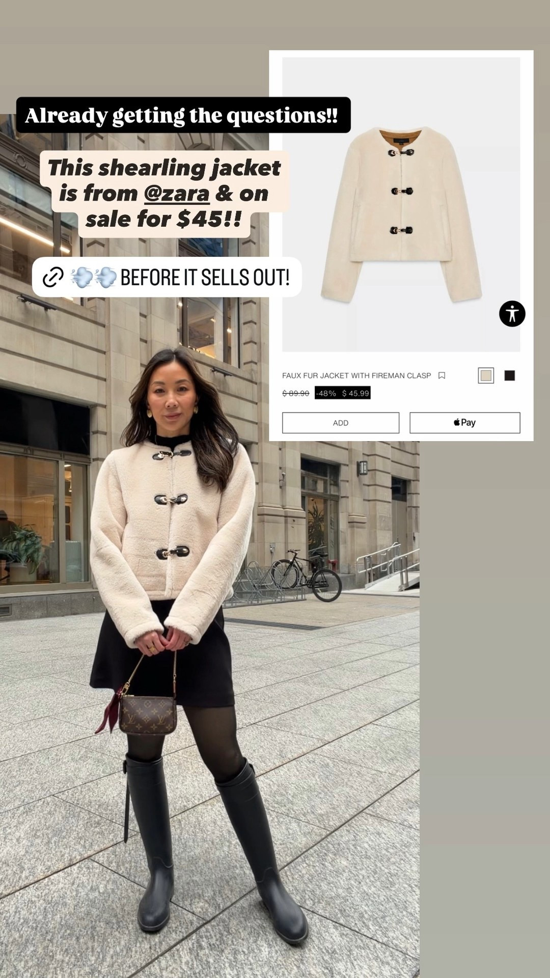 Already getting the questions!! This shearling jacket is from @zara & on sale for $45!!