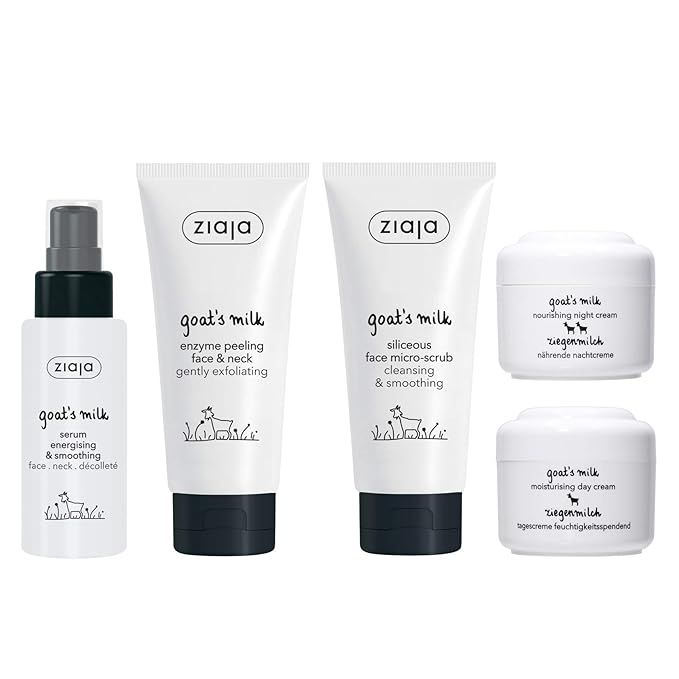 Ziaja Goat's Milk Face Spa Kit - Day Cream, Night Cream, Face Serum, Siliceous Face Micro-Scrub, ... | Amazon (US)