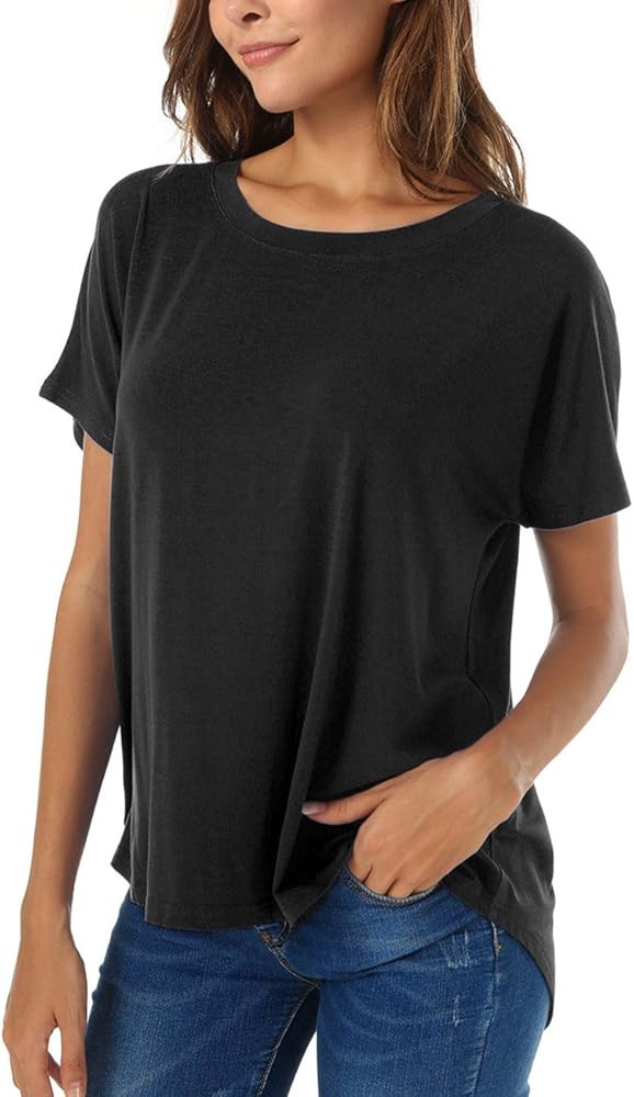 Herou Casual Summer Short Sleeve High Low Loose T Shirt Basic Tees Tops for Women | Amazon (US)
