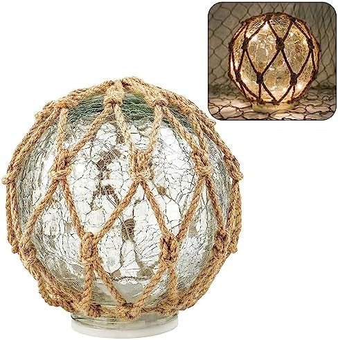 SAILINGSTORY Glass Fishing Float Nautical Lamp Coastal Beach Decor Cracked Glass Ball Night Light... | Amazon (US)