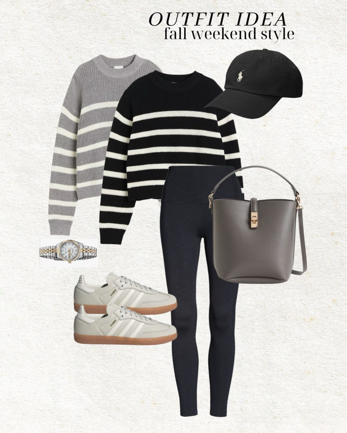 Fall weekend outfit idea 🖤

Fall style; fall outfit; mom style; school drop off outfit; casual style; H&M; adidas samba; bucket bag; polo Ralph Lauren hat; striped sweater; black leggings; Christine Andrew 

#LTKSeasonal #LTKstyletip #LTKfindsunder100