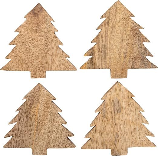Mary Square Natural Brown Christmas Tree 3.5 x 5 Ceramic Christmas Coasters Set of 4 | Amazon (US)